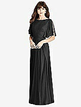 Rear View Thumbnail - Black Split Sleeve Backless Maxi Dress - Lila