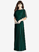 Rear View Thumbnail - Evergreen Split Sleeve Backless Maxi Dress - Lila