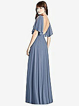 Front View Thumbnail - Larkspur Blue Split Sleeve Backless Maxi Dress - Lila