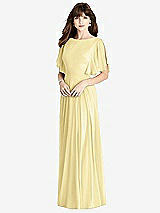Rear View Thumbnail - Pale Yellow Split Sleeve Backless Maxi Dress - Lila