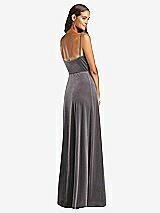Rear View Thumbnail - Caviar Gray Velvet Wrap Maxi Dress with Pockets
