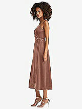 Side View Thumbnail - Tawny Rose Velvet Midi Wrap Dress with Pockets