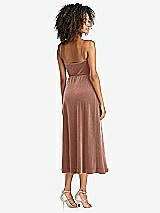 Rear View Thumbnail - Tawny Rose Velvet Midi Wrap Dress with Pockets