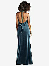 Rear View Thumbnail - Dutch Blue Cowl-Neck Convertible Velvet Maxi Slip Dress - Sloan