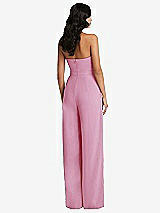 Rear View Thumbnail - Powder Pink Strapless Pleated Front Jumpsuit with Pockets