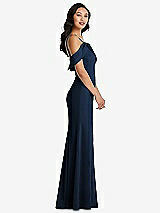 Alt View 2 Thumbnail - Midnight Navy One-Shoulder Draped Cuff Maxi Dress with Front Slit