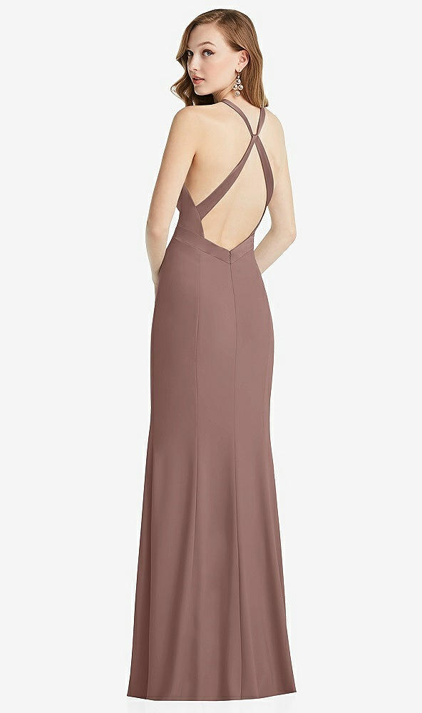 Front View - Sienna High-Neck Halter Dress with Twist Criss Cross Back 