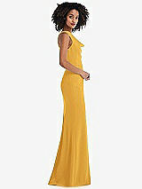 Side View Thumbnail - NYC Yellow One-Shoulder Draped Cowl-Neck Maxi Dress