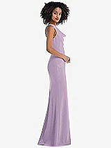 Side View Thumbnail - Pale Purple One-Shoulder Draped Cowl-Neck Maxi Dress
