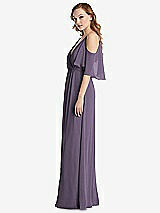 Side View Thumbnail - Lavender Convertible Cold-Shoulder Draped Wrap Maxi Dress