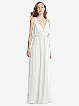 Alt View 3 Thumbnail - White Convertible Cold-Shoulder Draped Wrap Maxi Dress