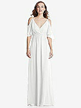 Front View Thumbnail - White Convertible Cold-Shoulder Draped Wrap Maxi Dress