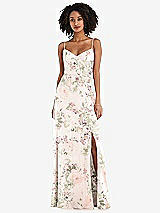 Front View Thumbnail - Blush Garden Tie-Back Cutout Maxi Dress with Front Slit