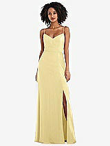 Front View Thumbnail - Pale Yellow Tie-Back Cutout Maxi Dress with Front Slit