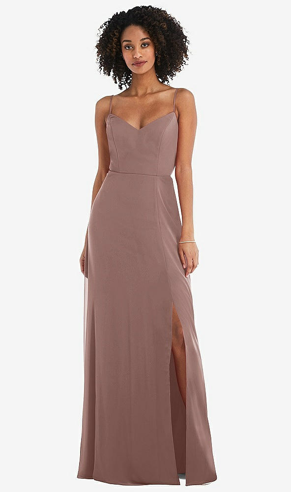 Front View - Sienna Tie-Back Cutout Maxi Dress with Front Slit