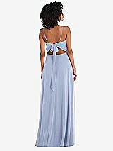 Rear View Thumbnail - Sky Blue Tie-Back Cutout Maxi Dress with Front Slit
