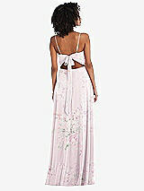 Rear View Thumbnail - Watercolor Print Tie-Back Cutout Maxi Dress with Front Slit