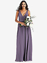 Alt View 2 Thumbnail - Lavender Deep V-Neck Chiffon Maxi Dress