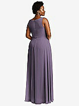 Rear View Thumbnail - Lavender Deep V-Neck Chiffon Maxi Dress