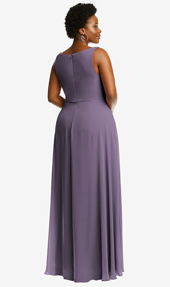 Back View - Lavender Deep V-Neck Chiffon Maxi Dress