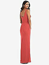 Rear View Thumbnail - Perfect Coral Scoop Neck Open-Back Trumpet Gown