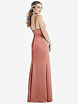 Rear View Thumbnail - Desert Rose Twist Strap Maxi Slip Dress with Front Slit - Neve