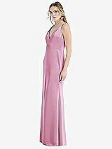 Side View Thumbnail - Powder Pink Twist Strap Maxi Slip Dress with Front Slit - Neve