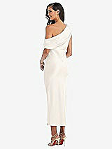 Rear View Thumbnail - Ivory Draped One-Shoulder Convertible Midi Slip Dress