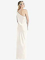 Rear View Thumbnail - Ivory One-Shoulder Asymmetrical Maxi Slip Dress