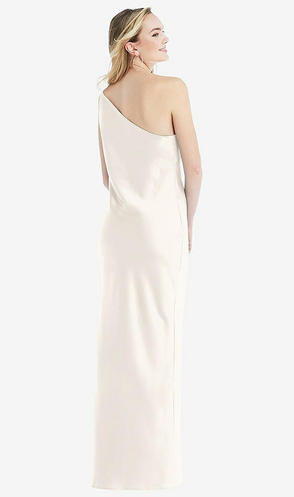Back View - Ivory One-Shoulder Asymmetrical Maxi Slip Dress