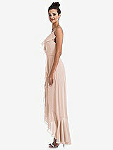 Side View Thumbnail - Cameo Ruffle-Trimmed V-Neck High Low Wrap Dress