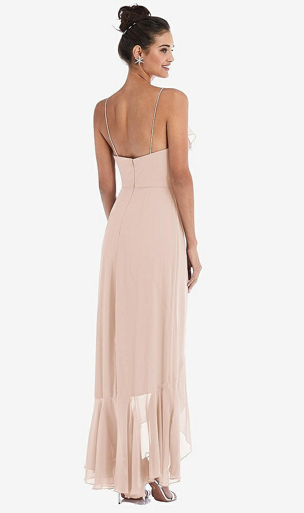 Back View - Cameo Ruffle-Trimmed V-Neck High Low Wrap Dress