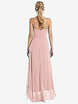 Rear View Thumbnail - Rose - PANTONE Rose Quartz Scoop Neck Ruffle-Trimmed High Low Maxi Dress