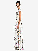 Side View Thumbnail - Butterfly Botanica Ivory Flutter Sleeve V-Keyhole Chiffon Maxi Dress