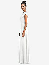 Side View Thumbnail - White Flutter Sleeve V-Keyhole Chiffon Maxi Dress