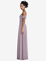 Side View Thumbnail - Lilac Dusk Off-the-Shoulder Ruffle Cuff Sleeve Chiffon Maxi Dress