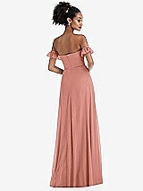 Rear View Thumbnail - Desert Rose Off-the-Shoulder Ruffle Cuff Sleeve Chiffon Maxi Dress