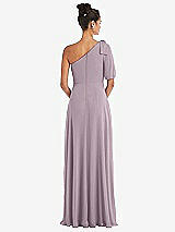Rear View Thumbnail - Lilac Dusk Bow One-Shoulder Flounce Sleeve Maxi Dress