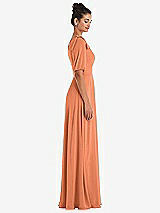 Side View Thumbnail - Sweet Melon Bow One-Shoulder Flounce Sleeve Maxi Dress