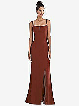 Front View Thumbnail - Auburn Moon Notch Crepe Trumpet Gown with Front Slit