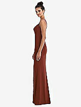Side View Thumbnail - Auburn Moon Notch Crepe Trumpet Gown with Front Slit
