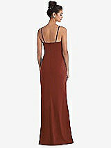 Rear View Thumbnail - Auburn Moon Notch Crepe Trumpet Gown with Front Slit