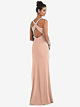 Front View Thumbnail - Pale Peach Criss-Cross Cutout Back Maxi Dress with Front Slit