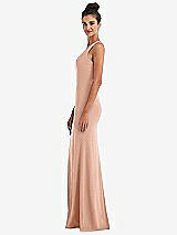 Side View Thumbnail - Pale Peach Criss-Cross Cutout Back Maxi Dress with Front Slit