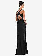 Front View Thumbnail - Black Criss-Cross Cutout Back Maxi Dress with Front Slit