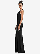 Side View Thumbnail - Black Criss-Cross Cutout Back Maxi Dress with Front Slit