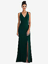 Rear View Thumbnail - Evergreen Criss-Cross Cutout Back Maxi Dress with Front Slit