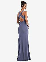 Front View Thumbnail - French Blue Criss-Cross Cutout Back Maxi Dress with Front Slit