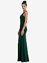 Side View Thumbnail - Hunter Green Criss-Cross Cutout Back Maxi Dress with Front Slit