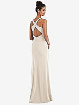 Front View Thumbnail - Oat Criss-Cross Cutout Back Maxi Dress with Front Slit